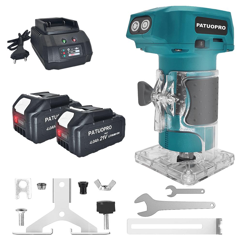 PATUOPRO 5-Speed Brushless Electric Trimmer Cordless Router Slotting Circling Carving Trimming Power Tool For Makita 18V Battery
