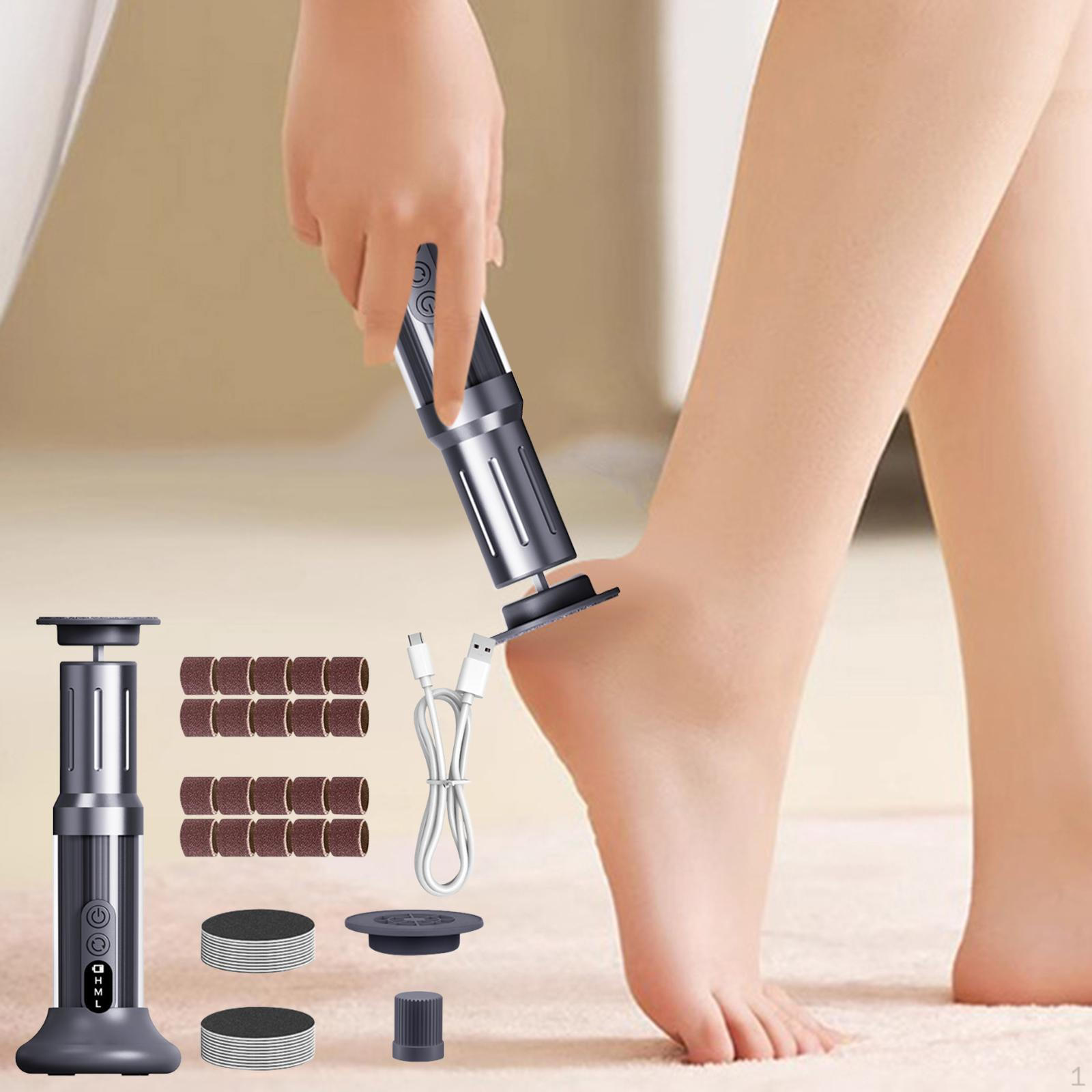 

Электрическая пилка для удаления мозолей, инструмент для педикюра и ухода за ногами, скраб для ног со сменной головкой для стойких мозолей темно серый