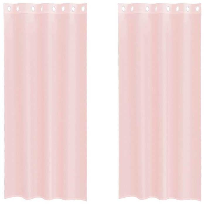 VidaXL Rideaux en voile avec œillets 2 pcs rose clair 140x225 cm, rideau en filet, rideau transparent, voile de fenêtre, 4102085