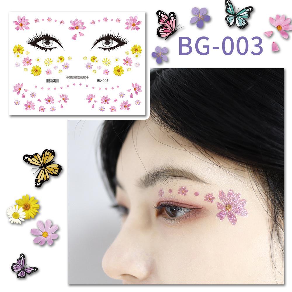 Waterproof Glitter Tattoo Stickers for Music Festival Face Makeup and Party Dance