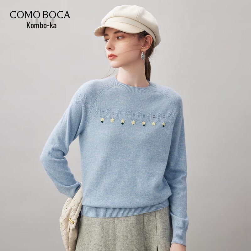 

Женский кашемировый свитер с вышивкой и круглым вырезом S