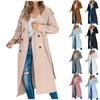 Damelang ensfarget trenchcoat avslappet høst vinterjakke elegant temperament