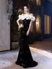 Elegant One-Shoulder Black Sequin Mermaid Evening Gown for Women