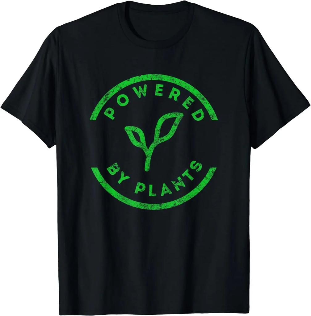 Powered Plants Vegetarier Nach Veganer Ernährung T-Shirts Y2k Mode T-Shirts Lustig Vintage Sommer Grafikdruck Oberteile Geburtstagsgeschenk Unisex