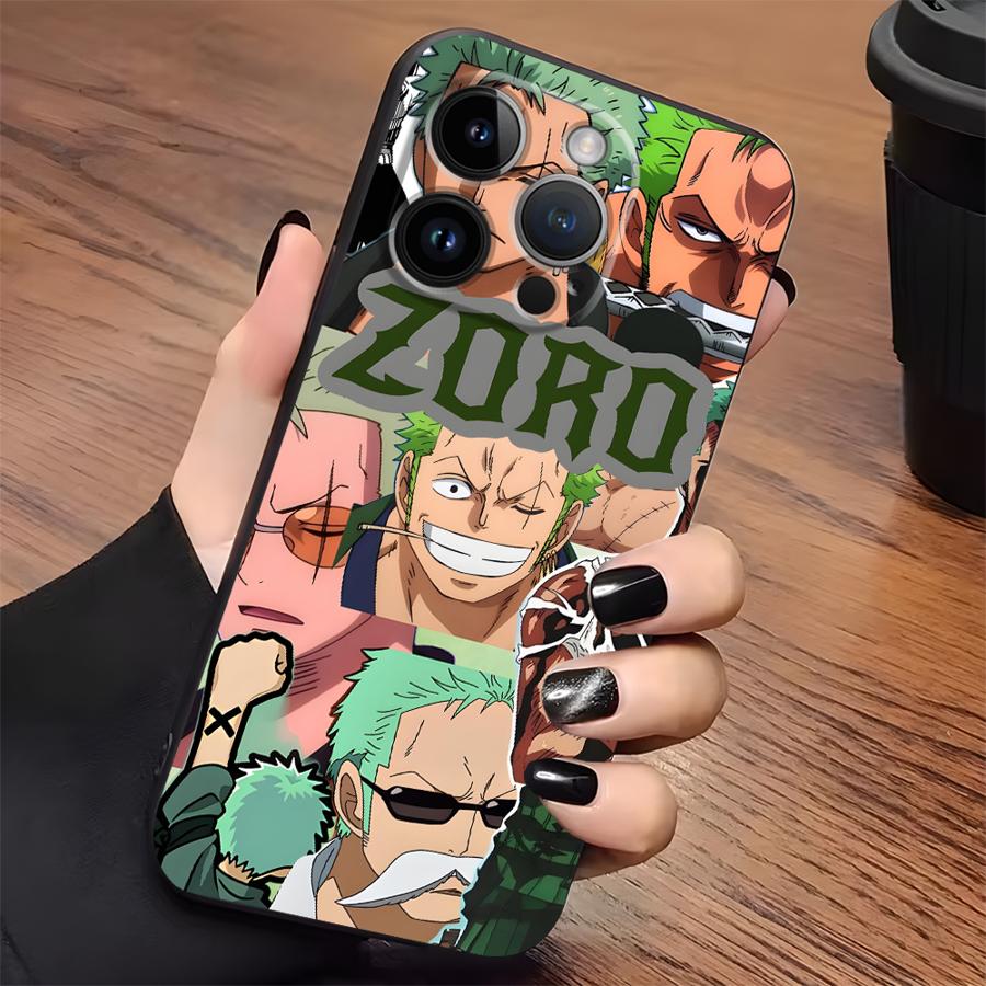 

Black Soft Phone Cover Case for iPhone 13 12 11 17 Pro Max XS XR 17Air 15 16 14 Plus 7 8 One Piece Luffy Devil Fruit Zoro iPhone 15 Pro Max