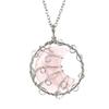 Hand-Woven Natural Crystal Agate Amethyst Moon Pendant Necklace Couple Jewelry N590