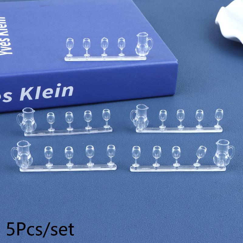 Miniatur-Weinglas und Flaschen-Set 1:12 Maßstab Puppenhaus Zubehör Transparent Mini Barware Modell Für Puppenhaus Bar Dekoration
