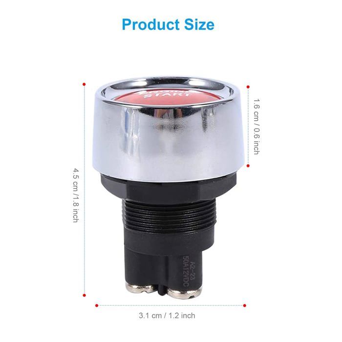 Bouton de Démarrage du Moteur Commutateur à Bouton-poussoir Multifonctionnel DC 12V 50A Ignition Starter pour Voiture (Rouge)