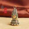 Retro Brass Lotus Buddha Hand Keychain Pendant - Bronze Clasping Craft Design