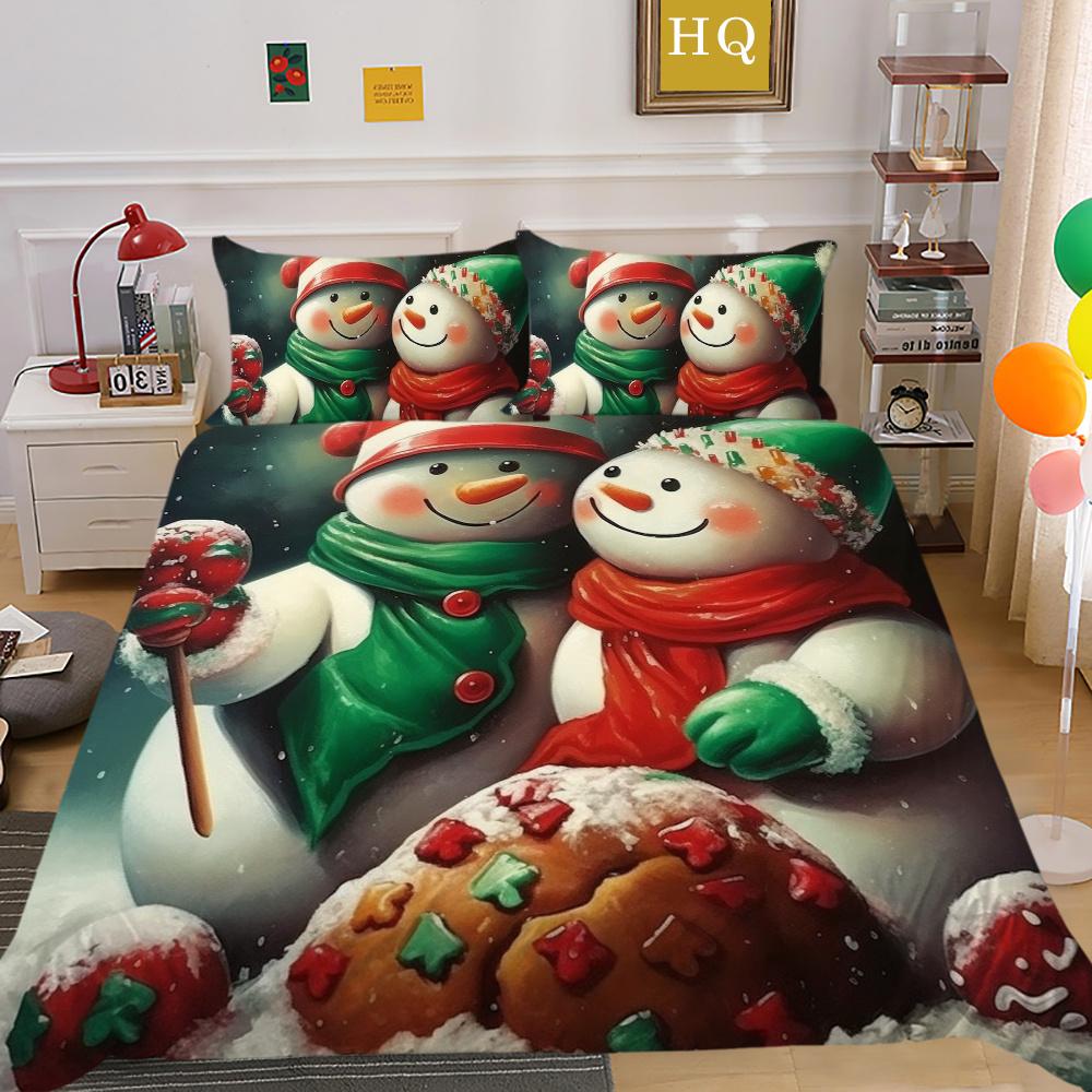 Fashion Christmas Printed King Size Comforter Cover Set Highend Polyester Teen Kids Home Bedclothes