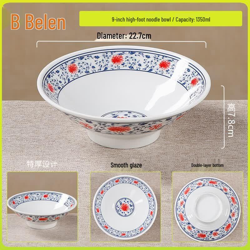 Beilaian Chinese Style Melamine High-Foot Noodle Bowl