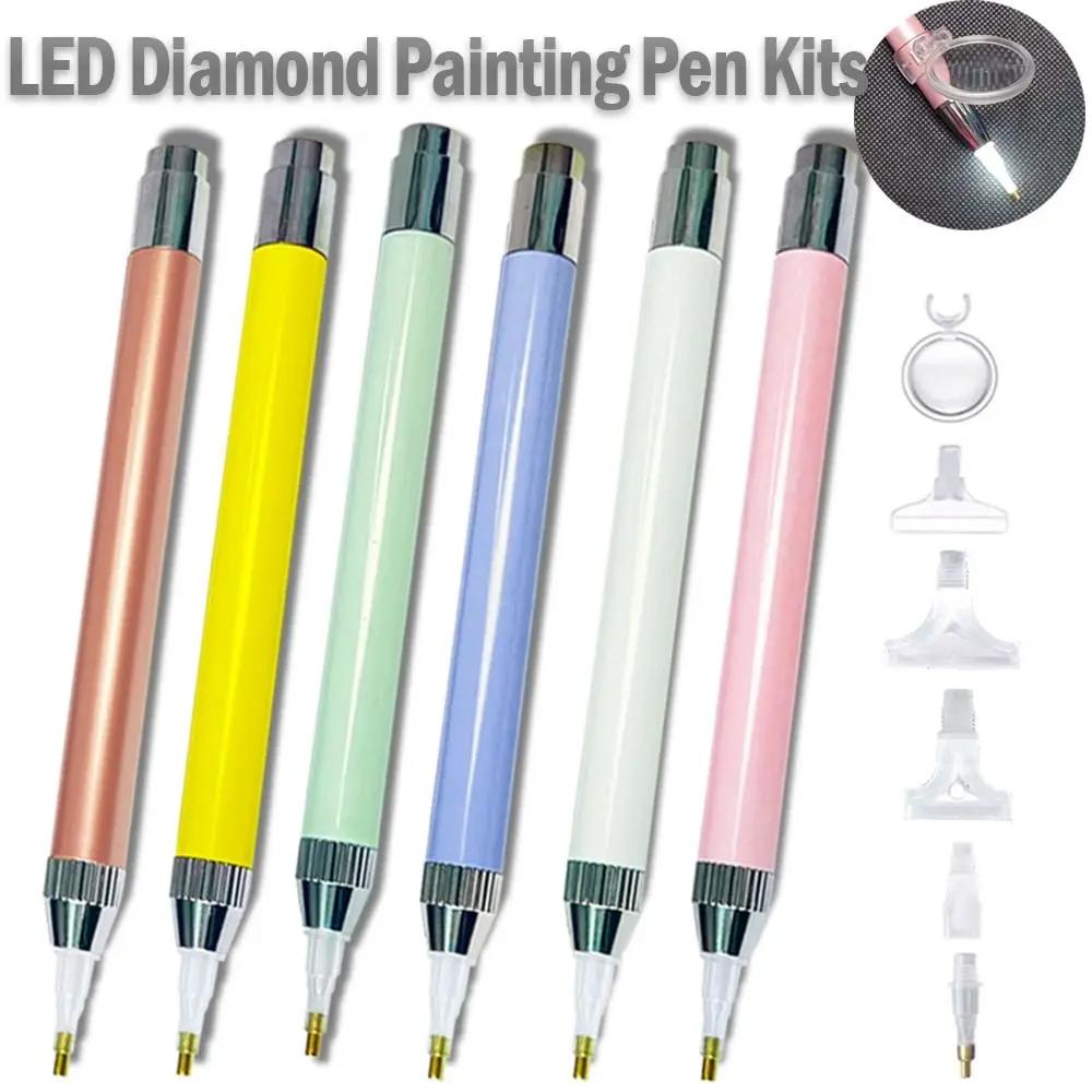 DIY Diamond Painting Luminous Point Diamond Pen Tool Set Colorful Multi-diamond Threaded Pen Tip Magnifying Glass Combination