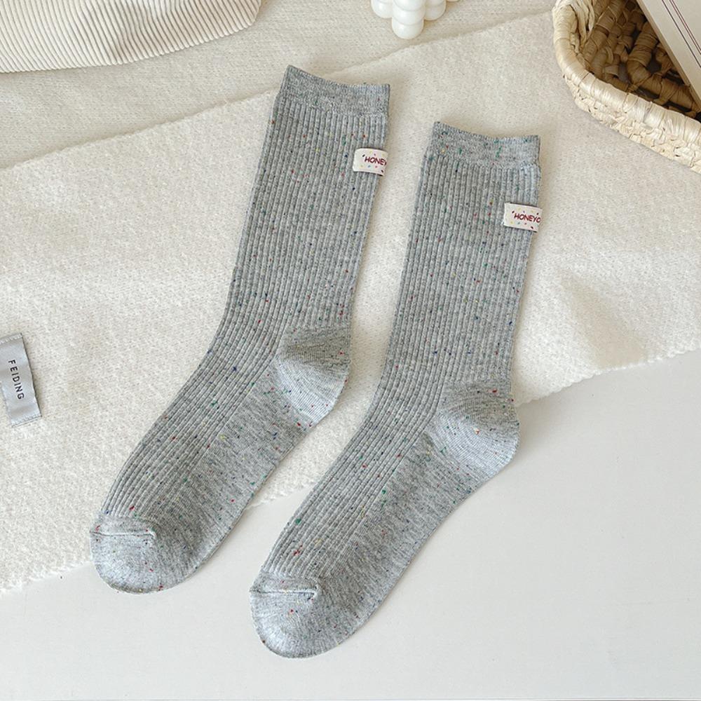 Cotton Middle Tube Socks Heel Label Warm Socks Fashion Knitted Socks  Autumn