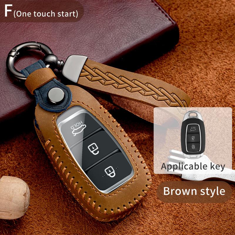

Leather Car Key Cover Case Shell For Hyundai I30 Ix35 Kona Encino Solaris Azera Grandeur Ig Accent Tm Palisade Santa Fe