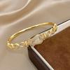 Luxury Gold Plated Inlaid Zircon Irregular Bracelet for Women Elegant Horseshoe Buckle Infinite Symbol Open Bangle Jewelry Gift