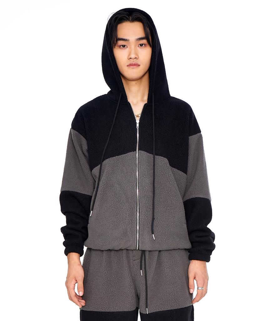 Eponym Color Block Fleece Hoodie_Black & Gray