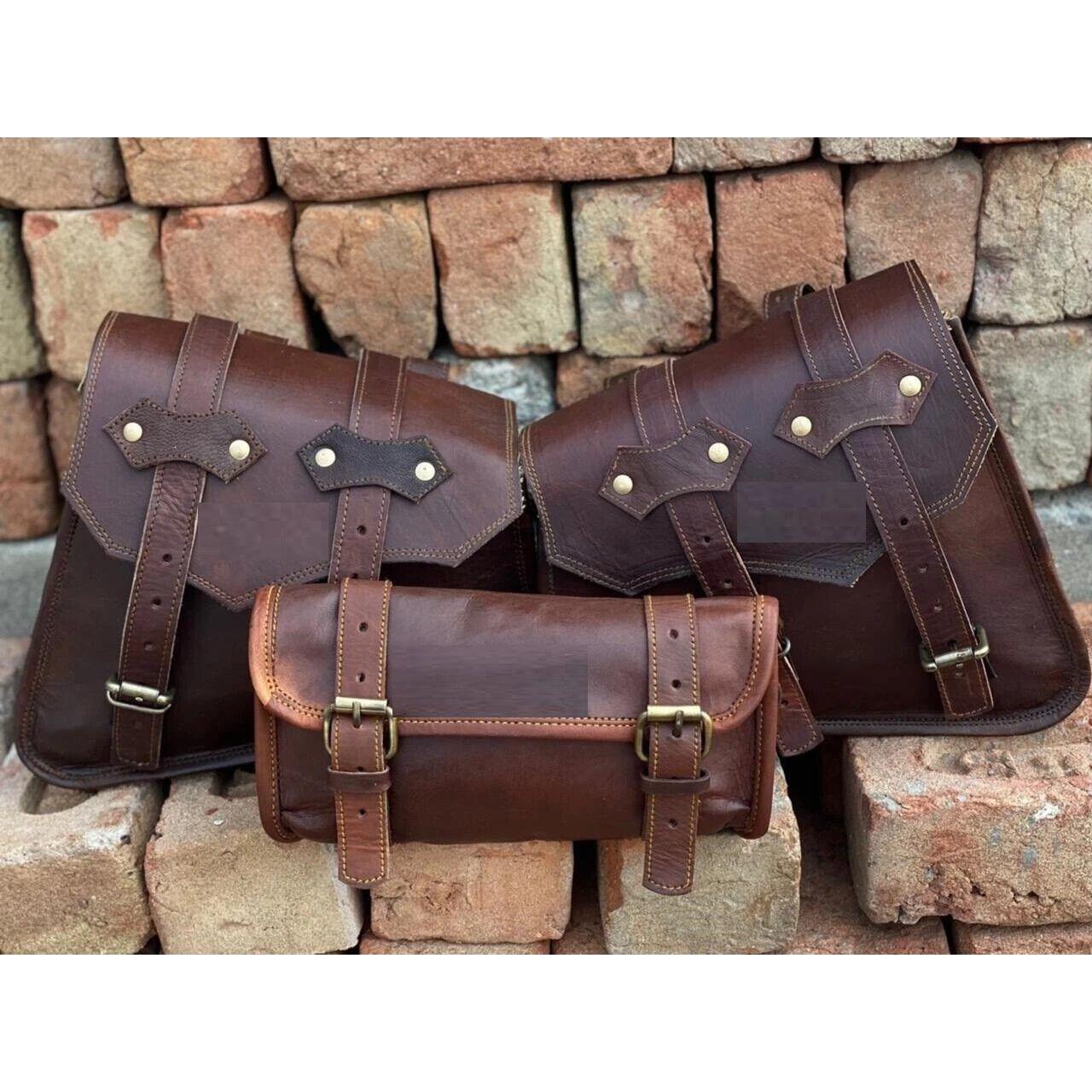 

Кожаная мотоциклетная комбинированная сумка Коричневая Натуральная сумка-саше Козлиные сумки Новая Идеальная седельная