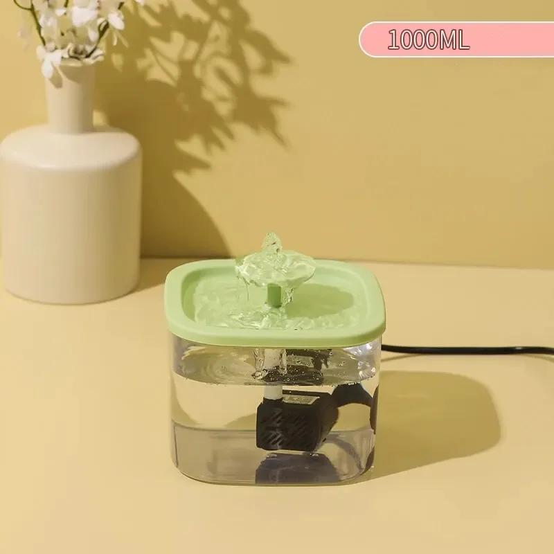 

Прозрачная поилка для животных, автоматический диспенсер для воды, мини-фонтан, китайская вилка, бесшумная, 1000 мл 1000ml