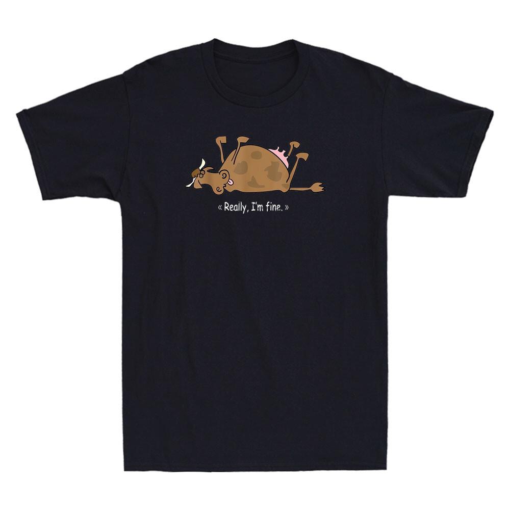 Really I m Fine Funny Lazy Cow Meme Humor Quote Joke Gift VIntage Men T-shirt XXXXL