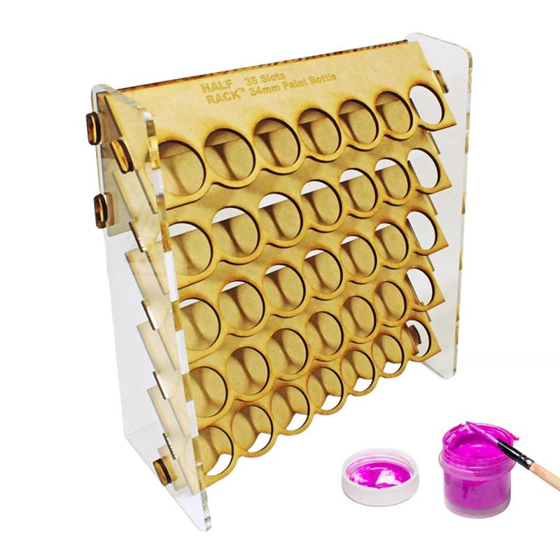 

Wooden Paint storage rack 35-hole wall mount Paint Round Bottle Organizer Display Stand For Miniature Paint Set United States