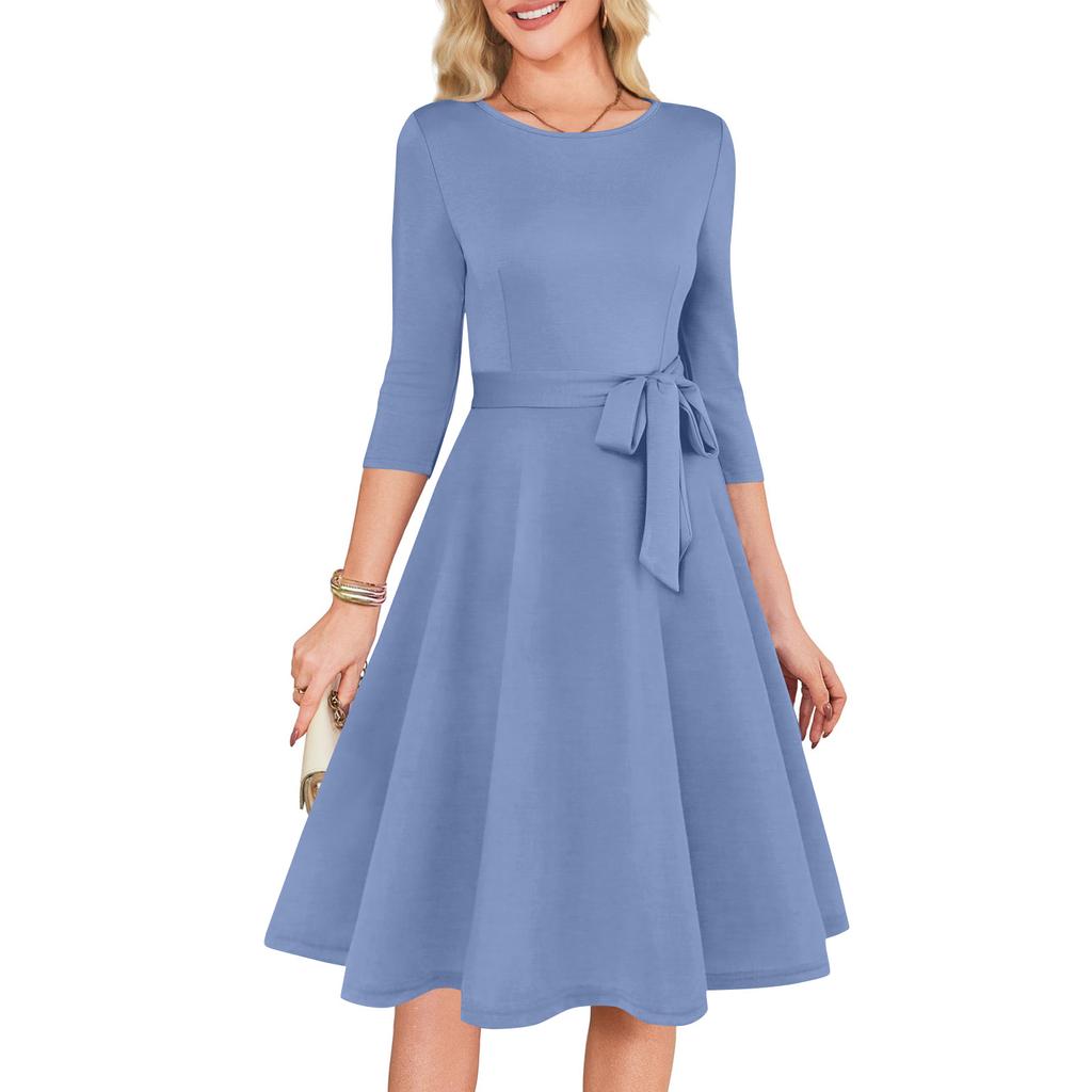 Women's Cocktail Dresses 3/4 Sleeve Vintage Wedding Guest Dress