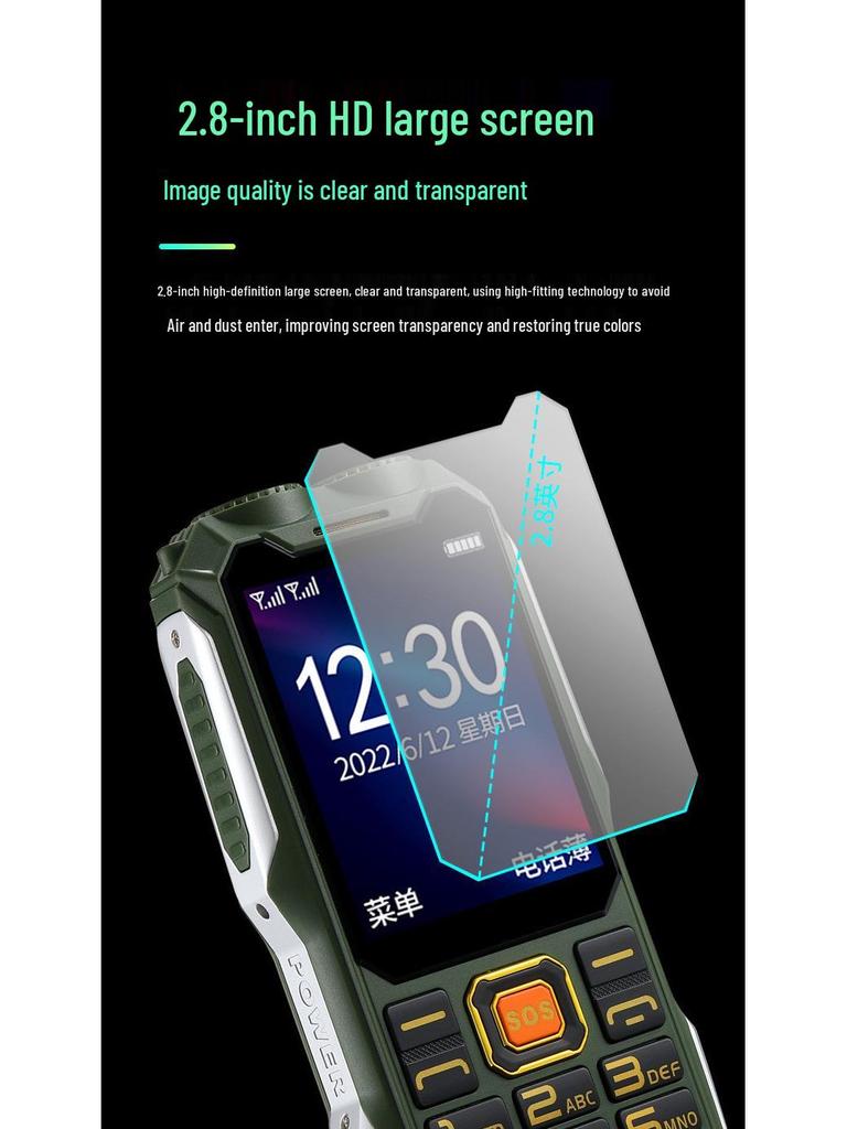 Military Grade 4G Senior Phone: Large Screen & Font, Loud Sound, Long Standby, 2G Power Bank.