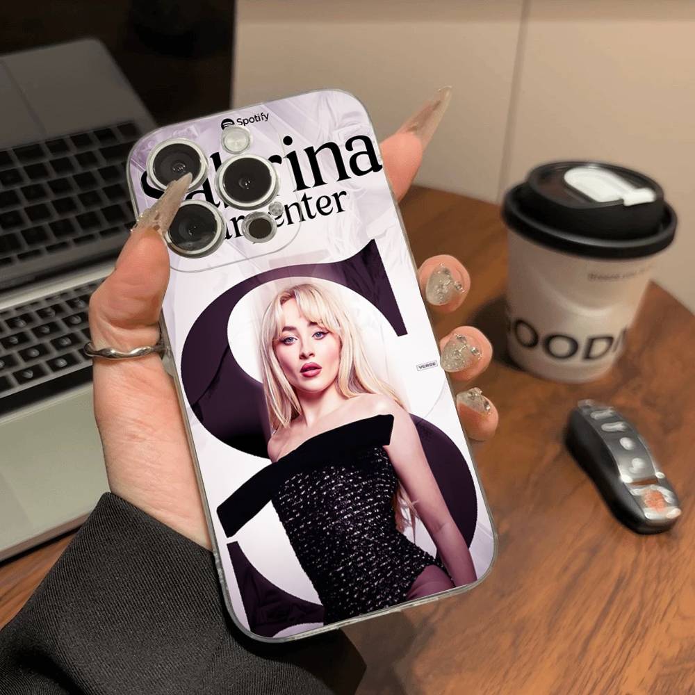 Singer S-Sabrina C-Carpenter Transparent Case For iPhone 11 12 13 14 15 16 17 Air Pro Max Plus Mini Shockproof Cover