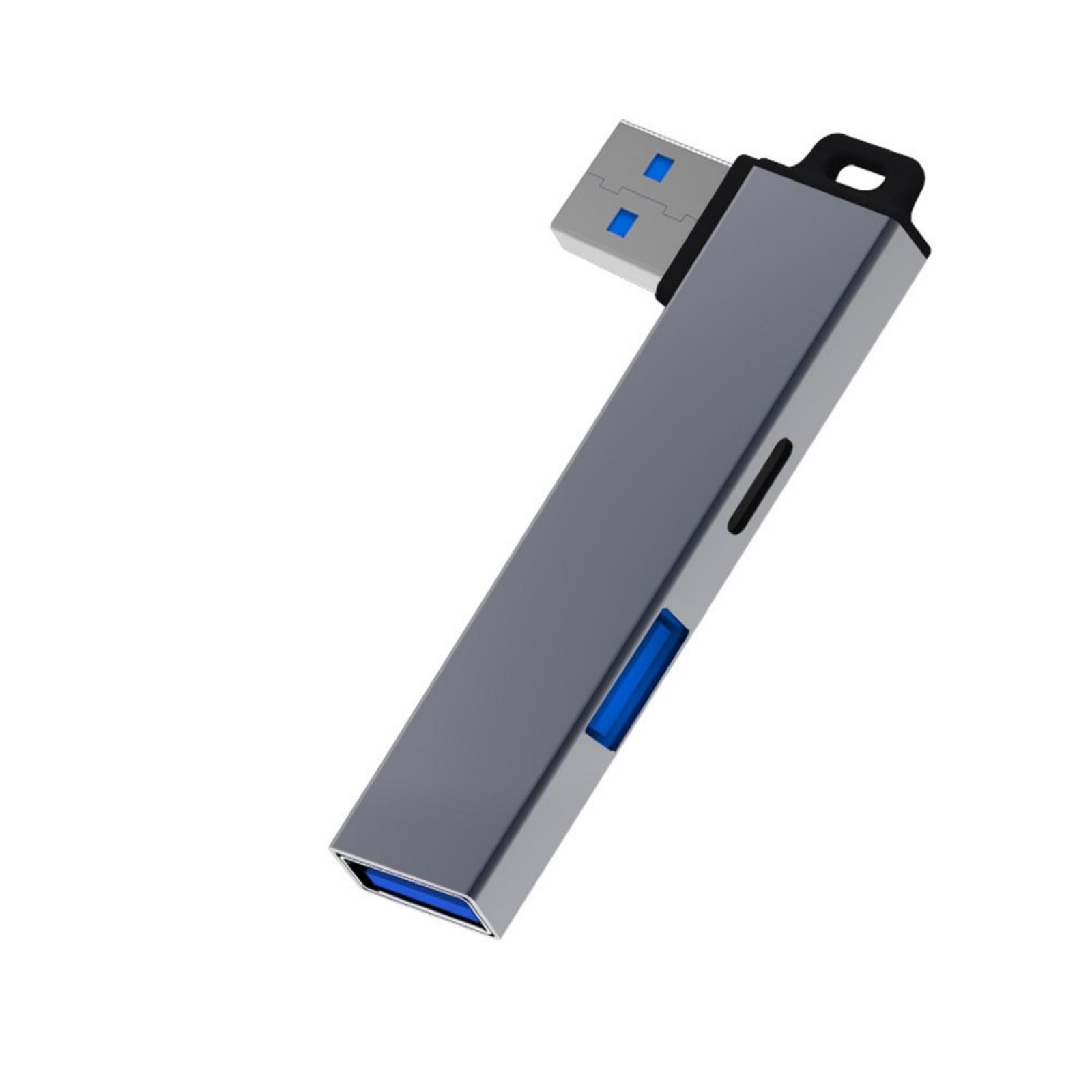 

Компактный USB3.0 хаб USB разветвитель USB3.0 на Type C и USB адаптер с конструкцией с отверстием для подвешивания для легкого расширения Plug& Play серый