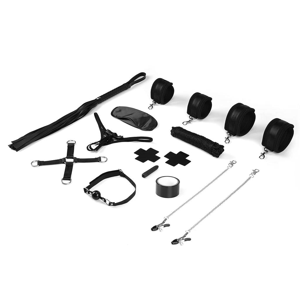 Liebe Seele Cosplay Bondage SM Goods Props Restraints Set Black Leather Couples Boredom Training Restraint Play 12-piece