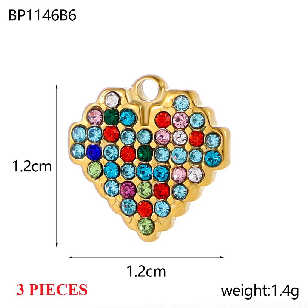 3PCS/LOT CARLIDANA Colorful Enamel Charms Gold Plated Stainless Steel Heart Moon Flower Zircon Pendants DIY Jewelry Making