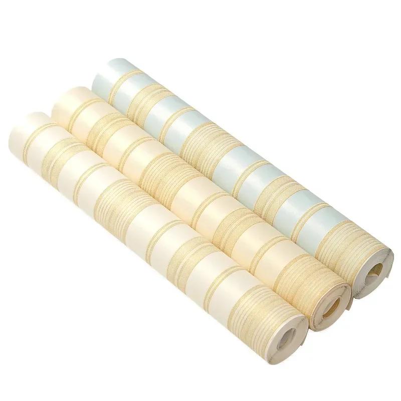 European style minimalist non-woven wallpaper bedroom living room 3D three-dimensional vertical stripe TV background wall decor