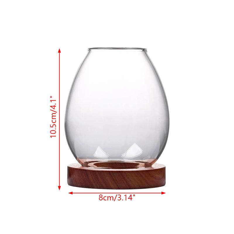 Glass Candlesticks With Cup Cover Transparent Round Candle Holders Home Decor With Wood Base Table Decoration Ornaments Wedding