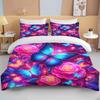 Neon Romantic Butterfly Roses Print Bedding Set Duvet Cover 1 Duvet Cover 2 Pillowcases Adult and Children Bedding Set Luxury