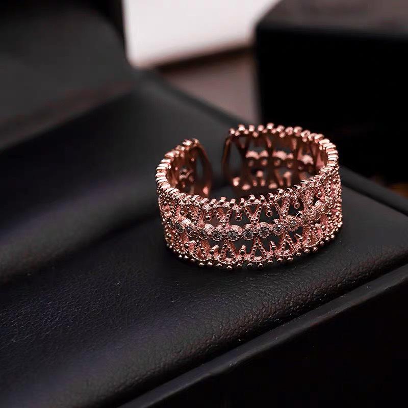 Korean Japanese Dongdaemun Style Women s Trendy Openwork Mesh Index Finger Ring Adjustable Opening розового золота