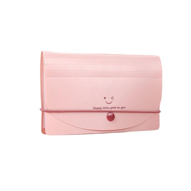

13 Pockets Document Organiser Expandable Waterproof Plastic File Receipts Sorting Case 7x4.5Inch for Office Travel розовый