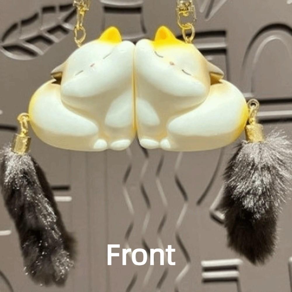 Animals Couple Cat Key Chain Pom Accessories Mink Fur Cat Keyring Soft Long Tail Cat Pendant  Women