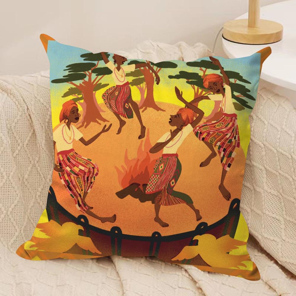 Abstract Painting African Living Cushion Cover Pillowcase Ultra Soft Skin Friendly Fabric Cloud Like Comfort Concealed Zipper