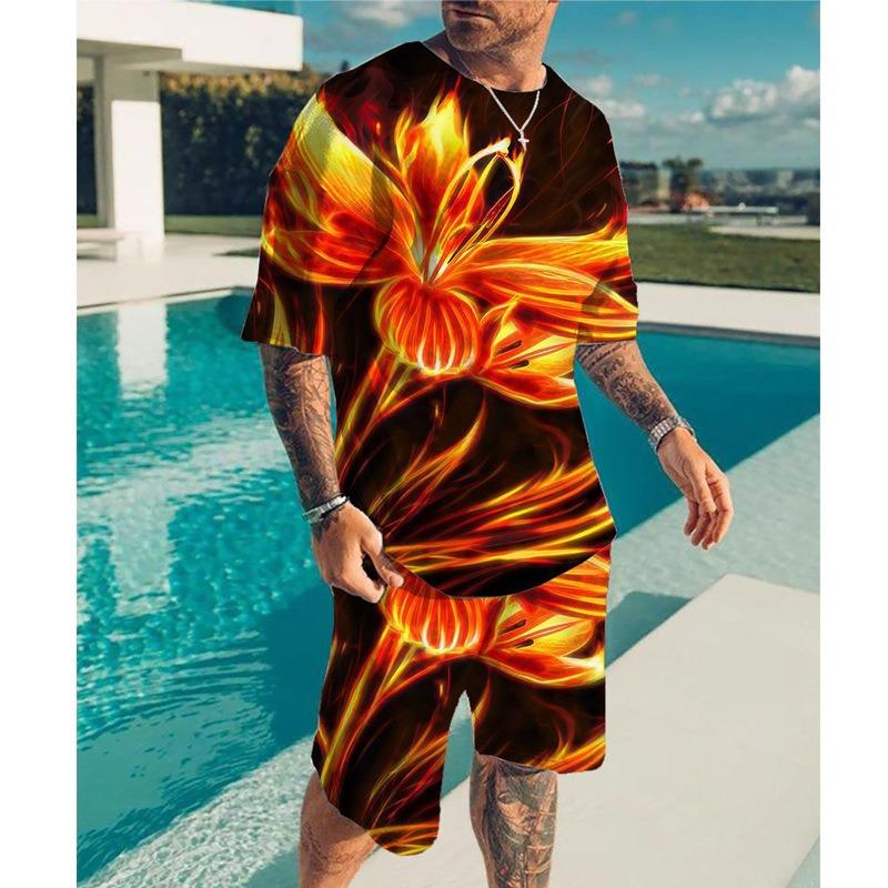 

Мужской летний креативный повседневный комплект с 3D-принтом «Бабочка», удобная свободная спортивная одежда с цветным принтом 6XL