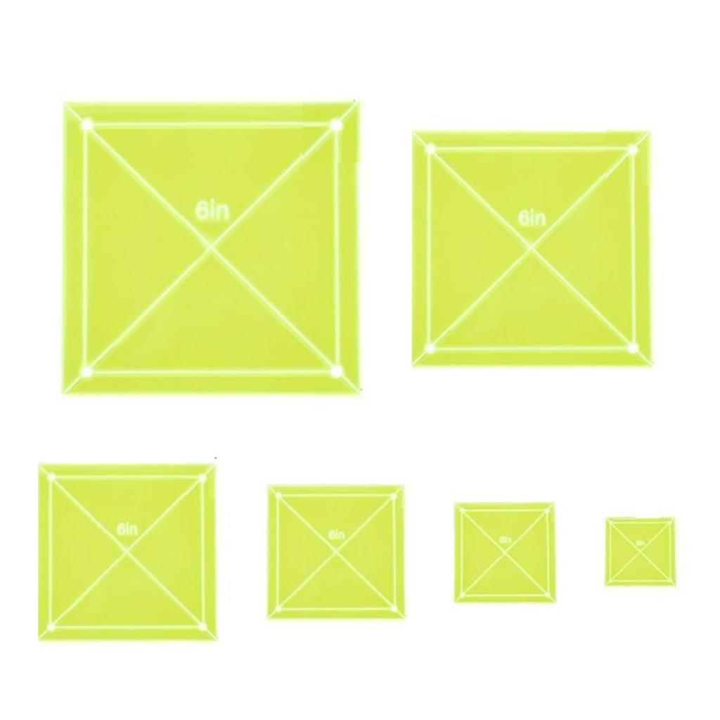 6 Piece Square-Quilting Templates Acrylic Patchworks Cutting Rulers Set Precision-Patchworks High-Visibility Sewing Guides Ruler