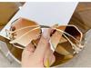 2025 Fashion Rimless Sunglasses with Rhinestone Diamond Inlay