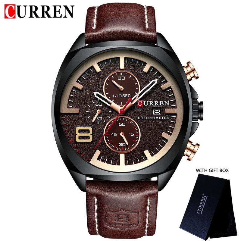 CURREN Uhr Herren Wasserdicht Chronograph Sport Militär Männliche Uhr Mann Top Marke Luxus Leder Armbanduhr Relogio Masculino 8324