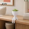 Indoor Plant Pot Ornament 3D Printed Sitting Human Figure Succulents Planter, 2-in-1 Desktop & Decor Ornament, Matte Finish Office Desk Planter