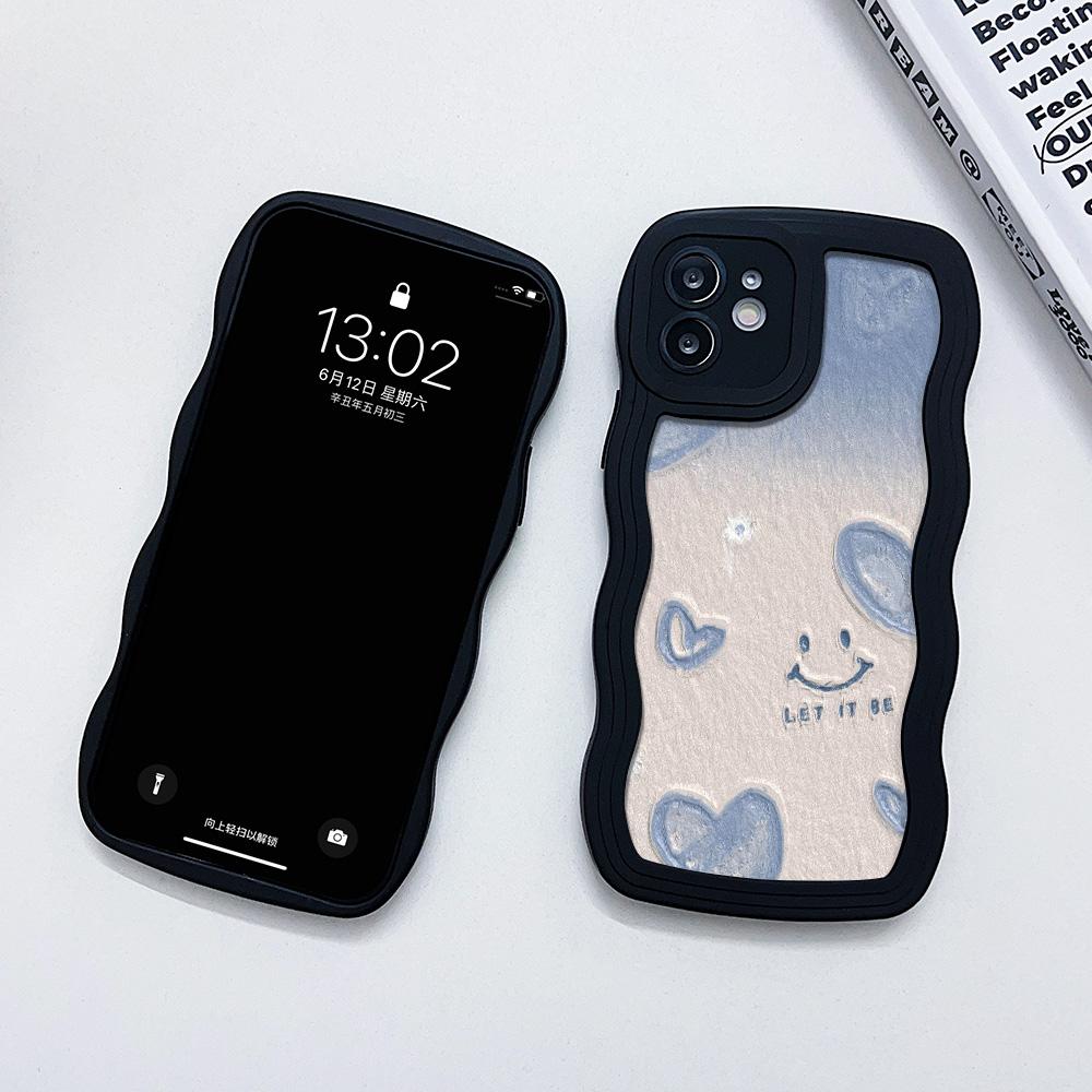 Mobile Phone Cases for iPhone 11 13 XR 15 Pro Max 12 14 Pro Max Case iPhone 16 7 Plus 8 Plus XS Max Big Wave Solid Color Cartoon Anti-drop Waterproof