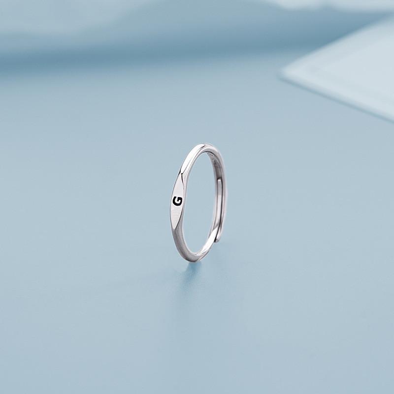 Stainless Steel Silver Color A-Z 26 Initial Letter Name Ring for Women Minimalist Thin Adjustable Finger Rings  Jewelry