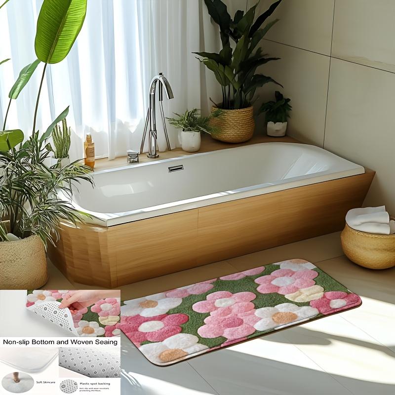 Vibrant Floral Bath Mat – Ultra-Soft, Quick-Dry & Non-Slip Rug for Bathroom, Kitchen & Entryway, Ideal Housewarming Gift