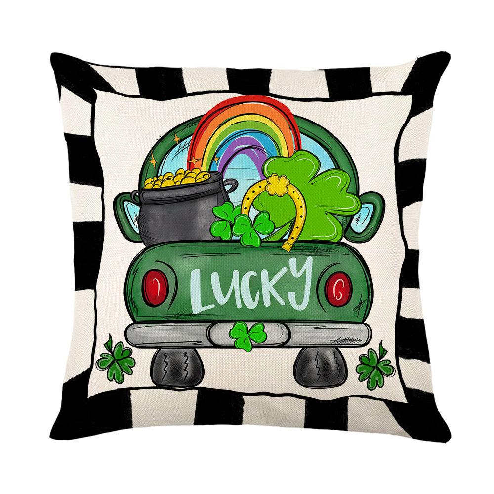 Pillowcase Home Sofa Cushion Cover St. Patrick's Day Pillowcase Cartoon Irish Pillowcase Ins Style