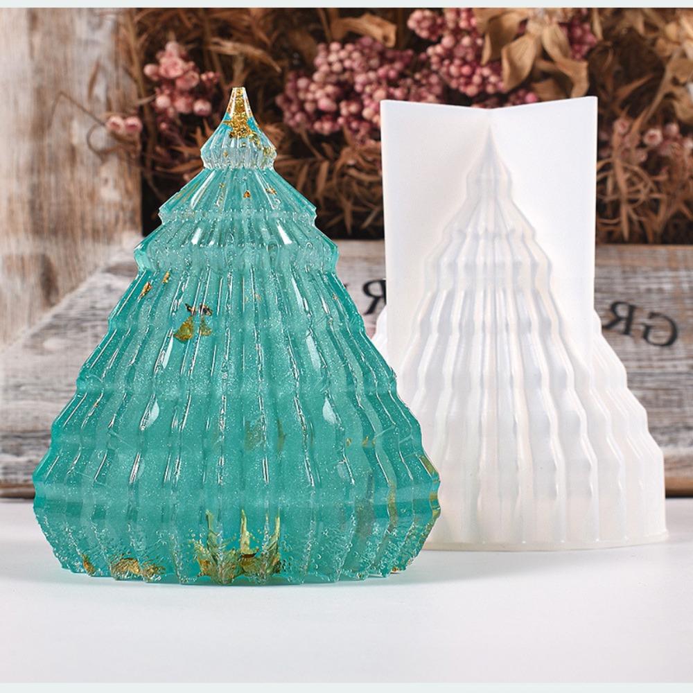 Soft Soap Mould Diagonal Striped Christmas Tree Candle Mold Ornament   DIY
