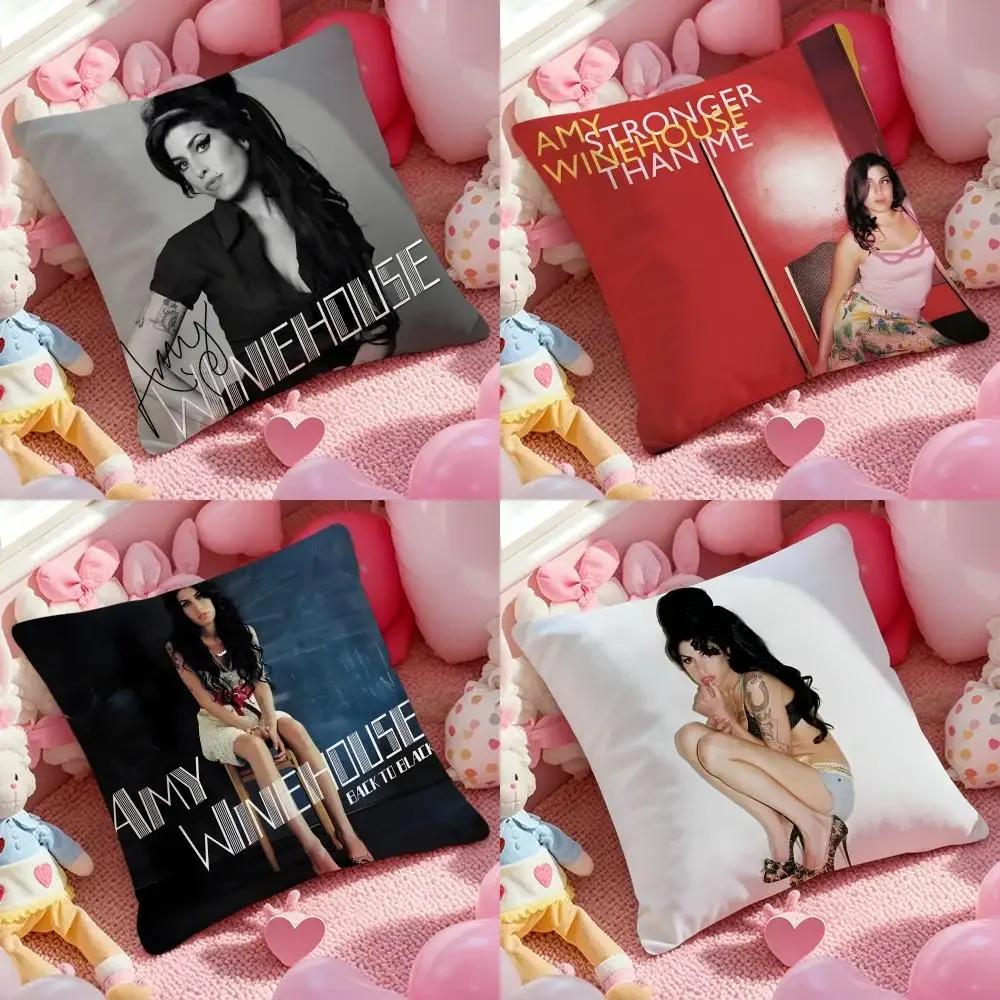 Singer Star A-Amy Winehouse Cushion Cover Pattern Printed Pillowcase for Living Room Sofa Cushion Cover & Bedroom Decor