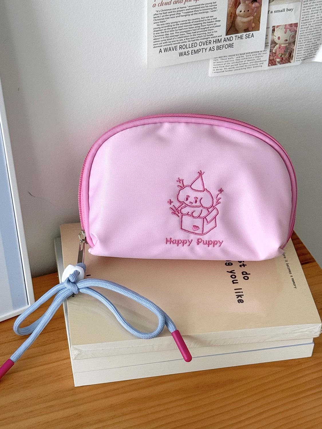 Large-capacity underwear storage bag happy puppy makeup bag macaron ins minimalist style