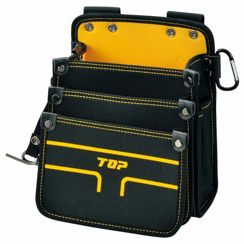 

TOP Industrial (TOP) Electrician s Tool Pouch, 3-Tier, Medium, with Diagonal Insertion, Tape Holder, and Carabiner, TPD-301M